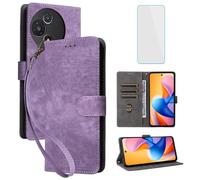 IUQXU for TCL 60 R 5G/TCL 60 5G Wallet Phone Case with Screen Protector [RFID Blocking] Leather Flip Card Holder Kickstand Women Men Cell Phone Case for TCL60 T521H TCL 60R T519H TCL60R 5G Purple