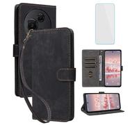 IUQXU for TCL 605/TCL 60 SE Wallet Phone Case with Screen Protector [RFID Blocking] Leather Flip Card Holder Kickstand Women Men Cell Phone Case for TCL 60SE T517D TCL605 Black