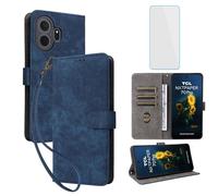 IUQXU for TCL Nxtpaper 70 Pro 5G Phone Wallet Case with Screen Protector [RFID Blocking] Leather Flip Kickstand Women Men Mobile Phone Case for TCL Nxtpaper70 Pro Nxtpaper70Pro Nxtpaper 70Pro Blue