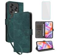 IUQXU for ZTE Blade V70 Vita/V70 Design Wallet Phone Case with Screen Protector [RFID Blocking] Leather Card Holder Kickstand Women Men Cell Phone Case for Nubia V 70 Design ZTE Blade V70Vita Green