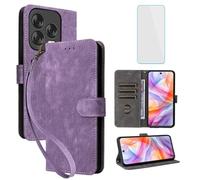 IUQXU for ZTE Blade V70 Vita/V70 Design Wallet Phone Case with Screen Protector [RFID Blocking] Leather Card Holder Kickstand Women Men Cell Phone Case for Nubia V 70 Design ZTE Blade V70Vita Purple