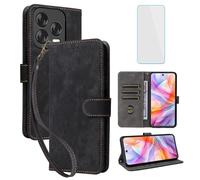 IUQXU for ZTE Blade V70 Vita/V70 Design Wallet Phone Case with Screen Protector [RFID Blocking] Leather Card Holder Kickstand Women Men Cell Phone Case for Nubia V 70 Design ZTE Blade V70Vita Black