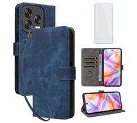 IUQXU for ZTE Blade V70 Vita/V70 Design Wallet Phone Case with Screen Protector [RFID Blocking] Leather Card Holder Kickstand Women Men Cell Phone Case for Nubia V 70 Design ZTE Blade V70Vita Blue