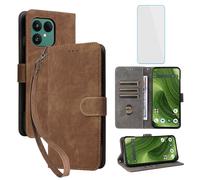 IUQXU Mobile Phone Case for Fairphone 6 5G Case with Tempered Glass RFID Shockproof Protective Case Card Slot Flip Case Stand Function Wallet Leather Case for Fairphone6 FP6 Fairphone Gen.6 Brown