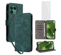 IUQXU Mobile Phone Case for Fairphone 6 5G Case with Tempered Glass RFID Shockproof Protective Case Card Slot Flip Case Stand Function Wallet Leather Case for Fairphone6 FP6 Fairphone Gen.6 Green