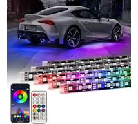 iuscacey RGB Flexible Car Underglow Light Strip 12V LED Underglow Neon Accent Strip Lights,Wireless App & Remote Control,90 * 120