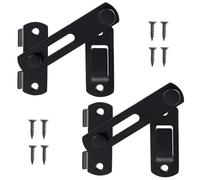 IUSOT 2 Pcs Black Door Latch, Door Lock with 8 Screws, 180 Degree Stainless Steel Gate Bolt Door Latches for Internal Doors Wooden Gates Garden Bathroom Outdoor Garage Window