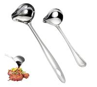 IUSOT 2-Piece Ladle Set, Stainless Steel Ladel, Soup and Oil Ladle, Soup and Gravy Spoon with Pour Spout for Sauce Serving (Duckbill Design)