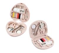 IUSOT 2Pcs Mini Sewing Kit, Travel Handbag Household Essentials Portable DIY Emergency Sewing Repair Supplies with Heart Shaped Storage Case, Needles, Cotton, Buttons, Pins, Thread, Scissors