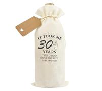 IUSOT 30th Birthday Gifts for Women, Funny Wine Bottle Gift Bag with 'Simply The Best' Quote, 30th Birthday Bags with Tag and Rope for Friend Gifts, Wife, Mom, Coworker, Sister