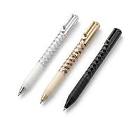 IUSOT 3PCS Geometric Metal Crinkle Fidget Pens, 0.5mm Retractable Black Gel Pens, Stress Relief Sensory Shape Shifting Pen for School & Office Use