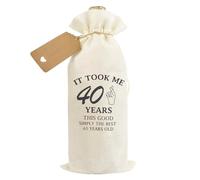 IUSOT 40th Birthday Gift Bag for Women, Funny Wine Bottle Holder with “Simply the Best” Quote, Reusable Jute Gift Bag for Birthday Gifts, Mom, Wife, Sister, Friend, Fits 750ml Bottles