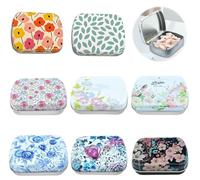 IUSOT 8PCS Small Tin Box with Lid Rectangular Iron Tin Boxes, Mini Tin Box Storage Box Cute Storage Containers for Candy Coin Tiny Bead Earplugs Nail Jewelry Findings, for Travel