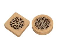 IUSOT Bamboo Incense Burner Box Set - Aroma Diffuser for Home & Office, Ceramic Style Natural Incense Holder with Heat-Resistant Protective Cotton, Square Ice-Crack & Round Gold Wheel Pattern