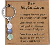 IUSOT Crystal Keyring, Crystal Gifts for Women, Healing Gemstone New Beginnings Gifts, Keychain for Women, Healing Gift for Girls, Inspirational Encouragement Gift New Job Gift for Lady