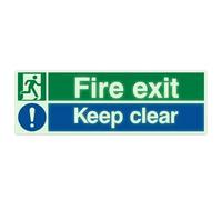IUSOT Fire Exit Sign Glow In The Dark, Fire Exit Keep Clear Sign, Self Adhesive Fire Safety Signs, PET Fire Exit Signs, 3pcs, 10×30 cm (4×12 in)