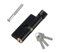 IUSOT Matt Black Thumb Turn Euro Cylinder Lock 35T/35 (70mm), Thumb Turn Lock with 3 Standard Keys, Door Barrel Lock, Anti-Drill and Anti-Pick Door Lock for Wooden, UPVC and Composite Doors