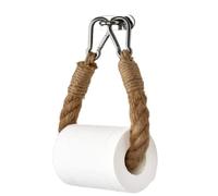 IUSOT Rope Toilet Roll Holder Wall Mounted, Loo Roll Holder, Novelty Toilet Paper Holder Wall-Mounted, Rustic Jute Toilet-Roll Holder with Metal Hook for Bathroom Fecoration
