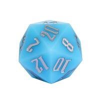IUSTIDIE 55mm Silicone D20, Glow-in-The-Dark Large D20 Single 20 Sided DND Dice, D20 Giant Polyhedral Dice w/Gift Box for RPG Bar Pub Club Party Classroom Games(Sky Blue/Sliver)