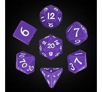 IUSTIDIE 7-Die Silicone DND Dice, Polyhedral Dice D&D Dice Set, Round Edges Soft Perfect Bouncer for D&D RPG Bar Pub Club Classroom Party Games（Purple w/White Numbers）