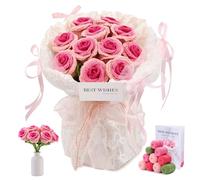 Iuuidu Crochet Kit for Beginners, Flower Bouquet Crochet Kit, Rose Flower Bouquet Kit for Adults, Crochet Starter Kit with Step-by-Step Video for DIY Birthday Day Home Decor (Gradient)