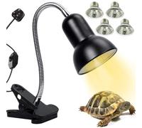IuulFex Tortoise Heat Lamp Turtle Basking Light for Reptiles with 25W 50W E27 UVA UVB Spotlight Holder Clamp Fixture 360° Rotating Neck Lizards Aquarium Black- 3 Bulbs (IF-30-2-UVA-CLAMP-BLACK)