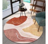 IUUUDDD Abstract Carpets 60cm 80cm 100cm 120cm 140cm 160cm 180cm 200cm Living Room Circle Area Rugs Mustard Orange Anti-Shed Carpet for Bedroom Living Room Dining Room