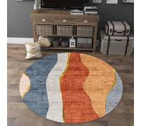 IUUUDDD Circle Area Rugs Blue Orange Bright Colours Rug Abstract 60cm 80cm 100cm 120cm 140cm 160cm 200cm Rugs for Bedroom Playroom Living Room Carpet Rug