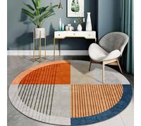 IUUUDDD Geometric Carpets 60cm 80cm 100cm 120cm 140cm 160cm 180cm 200cm Bedroom Circle Rugs Orange Blue Grey Cute Carpet for Bedside Rug Bedroom Living Room