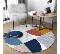 IUUUDDD Geometric Carpets 60cm 80cm 100cm 120cm 140cm 160cm 180cm 200cm Bedroom Rugs Round Navy Blue Orange Yellow Small Large Carpet for Bedroom Living Room Patio