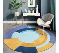 IUUUDDD Geometric Carpets 60cm 80cm 100cm 120cm 140cm 160cm 180cm 200cm Round Runner Rugs for Living Room Yellow Blue Soft Touch Carpet for Bedroom Living Room Classroom