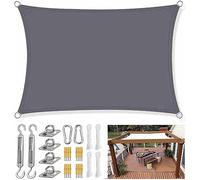 IUUUDDD Rectangular Square Awning Sunscreen 2m 2.5m 3m 3.6m 4m 5m 6m 7m 8m Carport Shade Sails with Heavy Duty Fixing Kit Sunscreen for Terrace Patio Pool Sun Shade Sail Grey (Size : 3x2.5M)