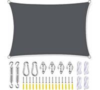 IUUUDDD Rectangular Square Sun Shade Sail 2m 2.5m 3m 3.6m 4m 5m 6m 7m 8m Outdoor Pool Sunshade with Fixing Kit and Guy Rope Sunscreen for Backyard Terrace Deck Sun Sail Shade Dark Grey (Size : 3x5M)