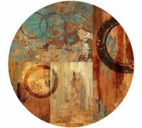 IUUUDDD Vintage Orange Round Area Rug, 100CM, Machine Made, Polyester, Pile Weave, 7mm Pile Height, Suitable for Both Indoor and Outdoor Use