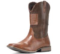 IUV Cowboy Boots For Men Wide Western Boot Traditional American Flag Retro Square Toe Country Work Boots, Khaki, 12.5 Wide