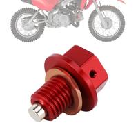 IUVWISN Motorcycle Magnetic Oil Drain Plug Bolt with Red Copper Crushed Washer CNC for CRF110F CRF110 CRF 110 Dirt Pit Bike Red