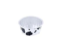 IUVYTA 50pcs 125Ml Muffin Cupcake Disposable Cake Baking Cups with Lids Aluminum Foil Creme Brulee Dessert Cups Kitchen Accessories(Black and white)