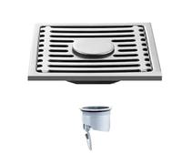 IUVYTA Floor Drain 1pc 10x10cm Shower Floor Drain Stainless Steel Square Strainer Dectable Anti-odor Drainer With Filter Core Bathroom Hardware(Silver-Double)