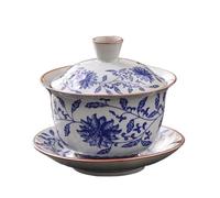 IUVYTA Retro Blue and White Tea Tureen Porcelain Gaiwan Enamel Cover Bowl Saucer Vintage Handmade Kung Fu Teacups Teaware Sets(Blue)