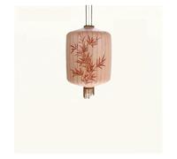 IUVYTA Traditional Lantern Painting Pendant Lamp Fabric Lampshade for Lights(B Pink-Dia45cm,Warm White)