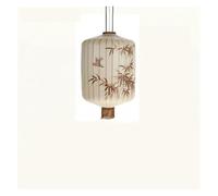 IUVYTA Traditional Lantern Painting Pendant Lamp Fabric Lampshade for Lights(B White-Dia45cm,Warm White)