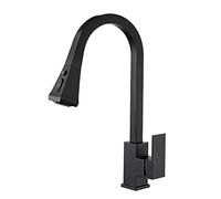 IUWMLGUCW Kitchen Faucet, High Arc Single Handle Sink Solid Brass with Pull Out Sprayer 360 Degree Rotating Hole,Black(Nero)
