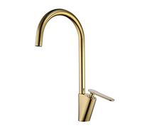 IUWMLGUCW Kitchen Taps Mixer,Single Handle Solid Brass Chrome Hot and Cold Sink Faucets, Bubbling and Splash-Proof Faucet, Adapter for 3/8" and 1/2",Gold