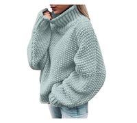 Iuyhau Cable Knit Sweater for Women Classic Loose Fit Turtleneck Sweater Jumpers Long Sleeve Roll Neck Solid Color Knitwear Sweaters Y2K Chunky Knit Sweater