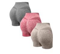 Iuyhau Compression Shorts Womens High Waisted Cycling Shorts Tummy Control Leggings for Ladies Workout Yoga Mini Pants with Pockets for Gym, Running, Daily Leisure 3 Pack
