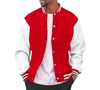 Iuyhau Men's Baseball Bomber Jacket High School College Uniform Button Up Unsex Adult Long Sleeve Coat Fashion Jacket Casual Loose Sports Varsity Jacket Button Down Y2K Clothing Windbreaker