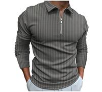 Iuyhau Men's Performance Quarter Zip Pullovers Casual Quick Dry Long Sleeve Zipper Polo T-Shirt for Men Slim Muscle Fit Stretch Ribbed Knit Athletic Active Golf Tennis Tops Polo Shirts