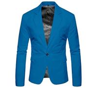 Iuyhau Men's Sport Coats & Men's Casual Sports Coats Lightweight Suit Blazer Jackets One Button European and American V Neck Wedding Dress Slim Fit Suit Dark Blue