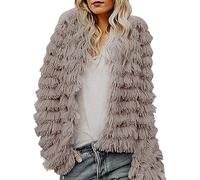 Iuyhau Winter Coats for Women Warm Fluffy Coat Fashion Cropped Puffer Jackets for Evening Dresses Formal Fuzzy Open Front Cardigans Luxury Fur Coat Long Sleeve Faux Fur Coat Winter Warm Overcoat