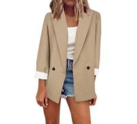 Iuyhau Womens Blazer Suit Open Front Cardigan Regular Fitted Jacket Casual Loose Baggy Office Work Cropped Blazer Coats Crop Stretch Smart Cover Up Tops for Formal Wedding Guests